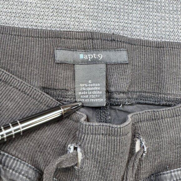 Apt 9 Womens Gray Cargo Capris Sz 6 Drawstring Multiple Pockets Zippers Utility - Picture 6 of 13